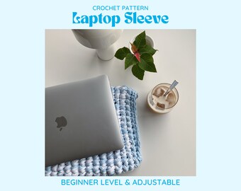 Beginner-Friendly Crochet Laptop Sleeve Pattern - Adjustable & Trendy Laptop Case Tutorial with Photos. DIY Crochet Pattern for All Sizes