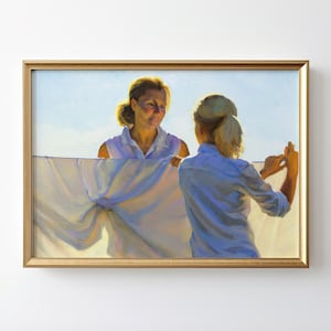 Una bella mattina con i panni stesi sullo stendino Dipinto di Jeffrey T. Larson / Stampa artistica