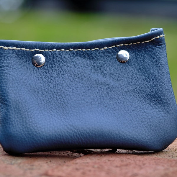 Handcrafted Leather Snap Pouch/Makeup Bag