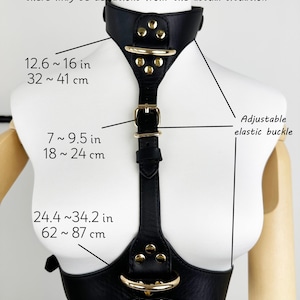 Adjustable Leather BDSM Body Harness | Cowhide Choker image 4