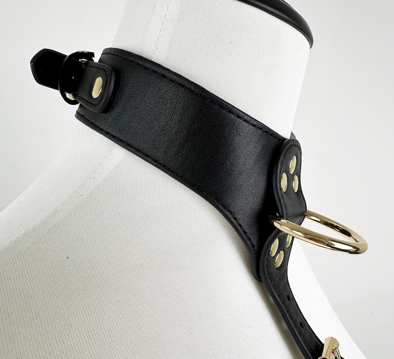 Adjustable Leather BDSM Body Harness | Cowhide Choker image 2