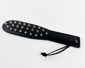 BDSM Spanking Paddle,Punishment Paddle with nails,Real Cowhide Leather Slapper,Mature Adule Toy,Sadistic Kink,Fetish Paddle