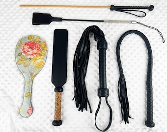Handmade BDSM Leathers Set,Cowhide bdsm tools Kit,Genuine Leather Floggers Kit,Real leather Bondage,riding crop
