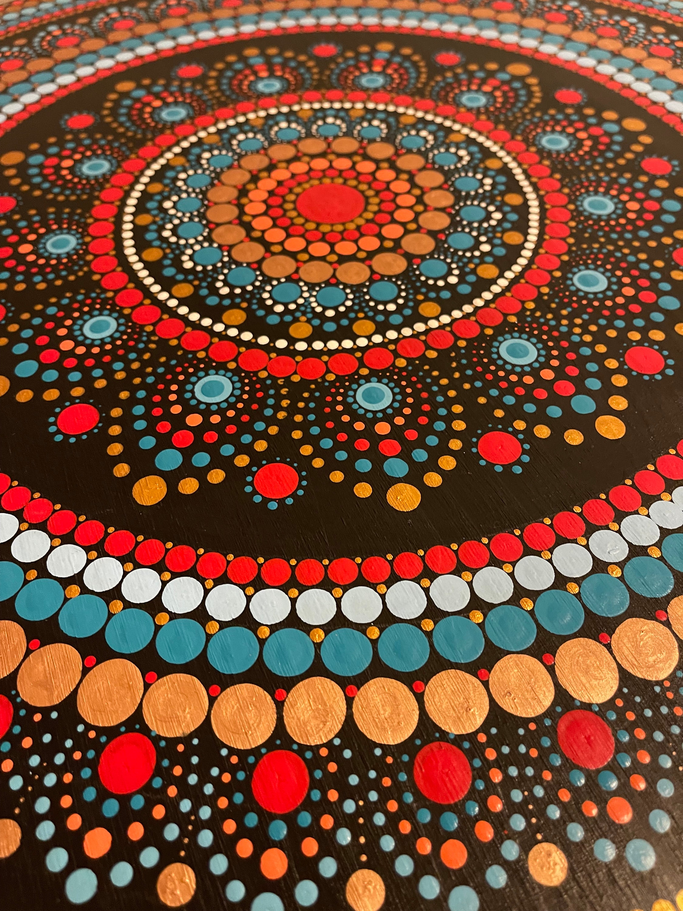 Hand Painted Wooden Table With Pointillism Technique! Unique Design - Etsy