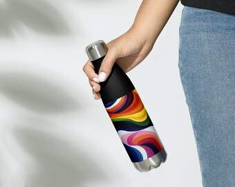 Stainless steel wavy design water bottle waves colorful bottle for the work