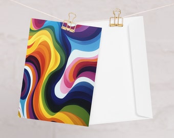 Greeting multicolor card with wave designs