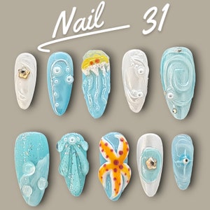 Seaside Chic Nails - Tropical Jellyfish & Starfish Nail Decals, Unique Beach-Inspired Manicure