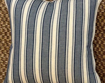 NEW Bespoke Cushion - Schumacher Ojai Stripe in blue