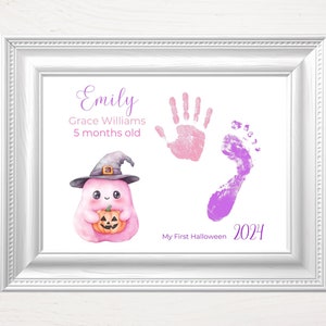 Création artisanale d'empreintes de pas d'Halloween pour bébé | Souvenir imprimable | Activité amusante d'Halloween à faire soi-même pour les tout-petits, garderie, première carte de bébé, empreinte de main