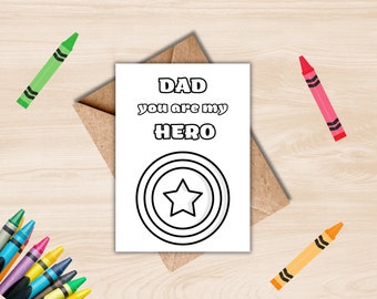 Biglietto da colorare stampabile per il miglior papà di sempre, biglietto stampabile istantaneo, biglietto da colorare per papà, biglietto fai da te per la festa del papà, download digitale, papà il mio eroe