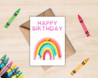 Tarjeta arco iris imprimible, tarjeta de cumpleaños arco iris, tarjeta de cumpleaños boho arco iris, arco iris, boho, caprichoso, imprimible, descarga digital