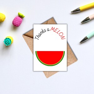 Watermelon Thank You Card, Printable Thanks a Melon Card, Printable ...
