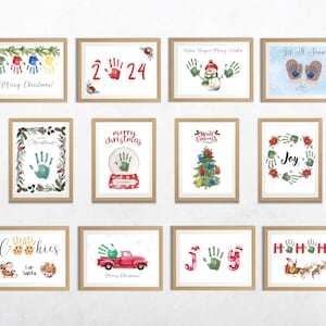 Conjunto de actividades navideñas para niños con huellas de manos y dedos para imprimir, 12 manualidades navideñas, recuerdos para hacer tú mismo para niños, bebés y guarderías
