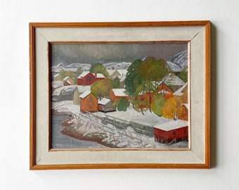 Ivan Bergdahl (1929 - 2021), huile sur panneau suédoise Mid-Century.