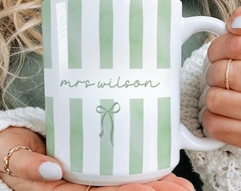 Personalized Mrs Mug, Striped Mug, Future Mrs Mug, Bride To Be Mug, Custom Engagement Gift For Future Wife, Bridal Shower Gift For Bride