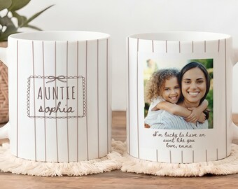 Personalized Auntie Photo Mug, Custom Name Aunt Mug, Gift for Aunty, Custom Photo Mug, Gift from Niece or Nephew, Auntie Gift