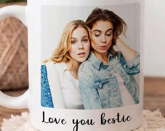 Best Friend Mug, Bestie Gift, Personalized Photo Mug, Besties Photo, Friendship Mug, Long Distance Bestie, Best Friend Gift