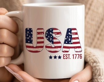 July 4th mug, America mug, Fourth july mug, USA mug,  Patriot mug, est 1776, Independence mug, USA flag mug