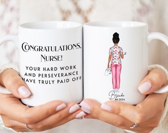 Nurse Graduation Mug, Personalized RN Gift, Custom Ceramic Coffee Cup