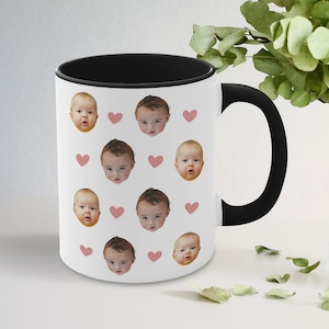 Baby Face Mug, Personalized Face Mug, Custom Photo Mug, Your baby Face Mug, Baby Face Mug For Mom Dad grandma Birthday Gift, heart mug image 2