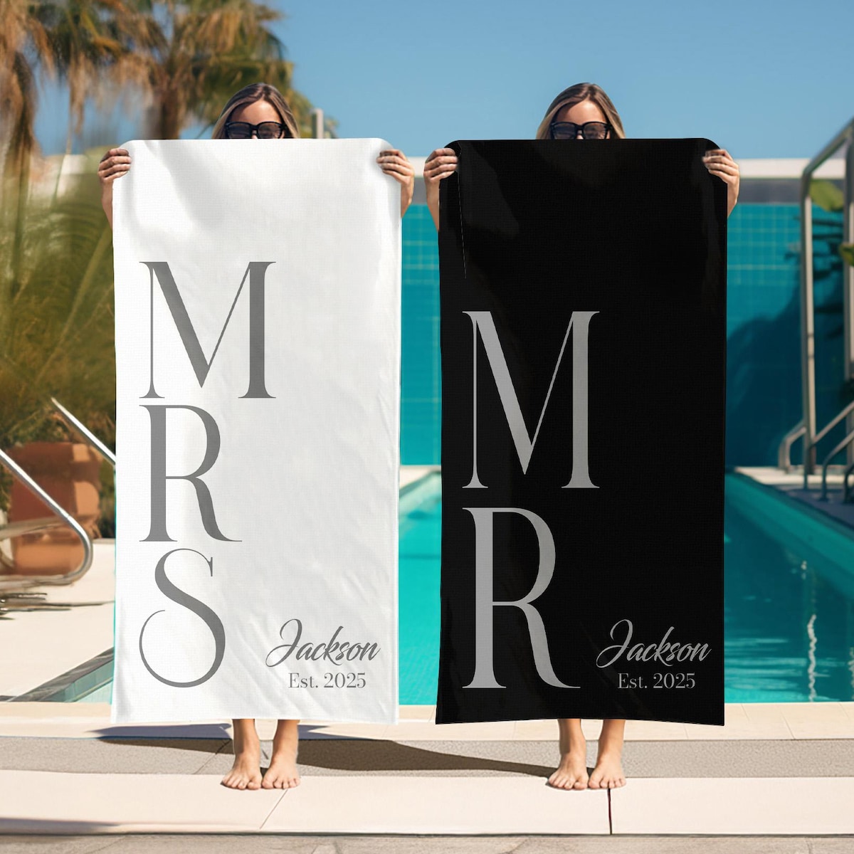 Custom Couple Beach Towel, Personalized Mr. and Mrs. Beach Towels, Honeymoon Present for Newlywed, Bridal Shower Gift,couple or Single Towel - Etsy