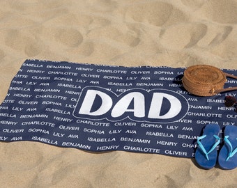 Custom Father's Day Beach Towel with Name, Beach Towel For Dad, Summer Gift for Dad, Personalized DAD Beach Towel, Anniversary Gift