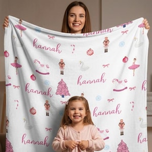 Nutcracker Ballet Christmas Blanket, Personalized Nutcracker Blanket, Nutcracker Lover Gift, Custom Name Blanket, Christmas Gift