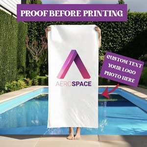 Custom Logo Beach Towel, Bulk Order Team Company Towels, Personalized Logo or Photo Beach Towel, Custom Design Towel