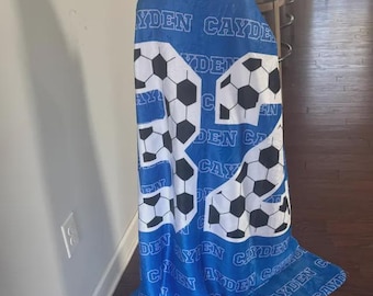 Personalized Soccer Blanket, Custom Sports Team Blanket, Personalized Name & Number Soccer Senior Gift, Christmas Gift For Christmas