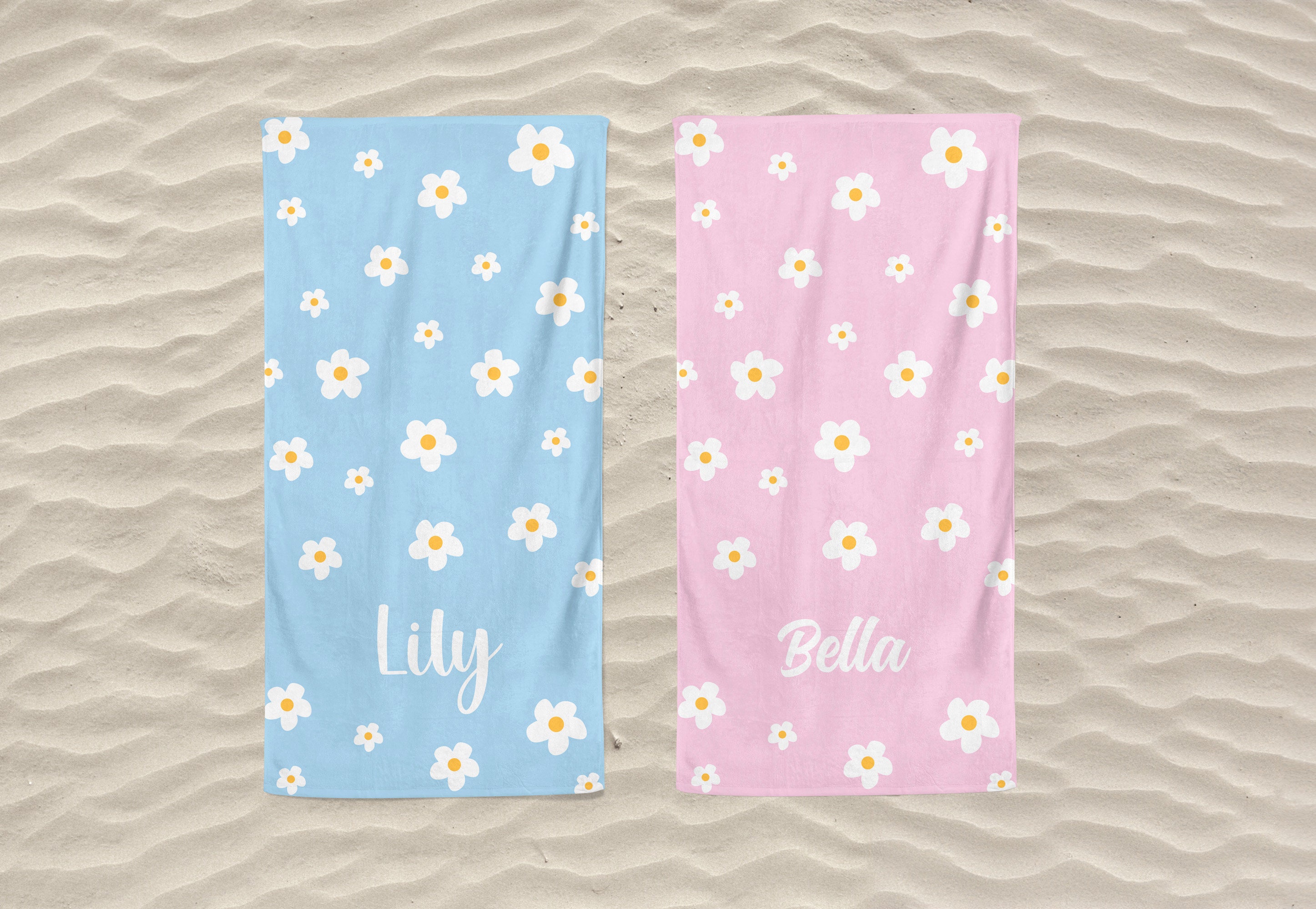 Daisy Custom Beach Towel, Groovy Personalized Pool Towel, Bachelorette Bridesmaid Gifts, Kids Custom Name Pool Towels, Kids Beach Towel