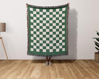 Checkered Woven Blanket, Picnic Blanket, Wall Tapestry, Modern Minimalist Decor, Christmas Gift, Unique Home Decor, Accent Checkered Blanket