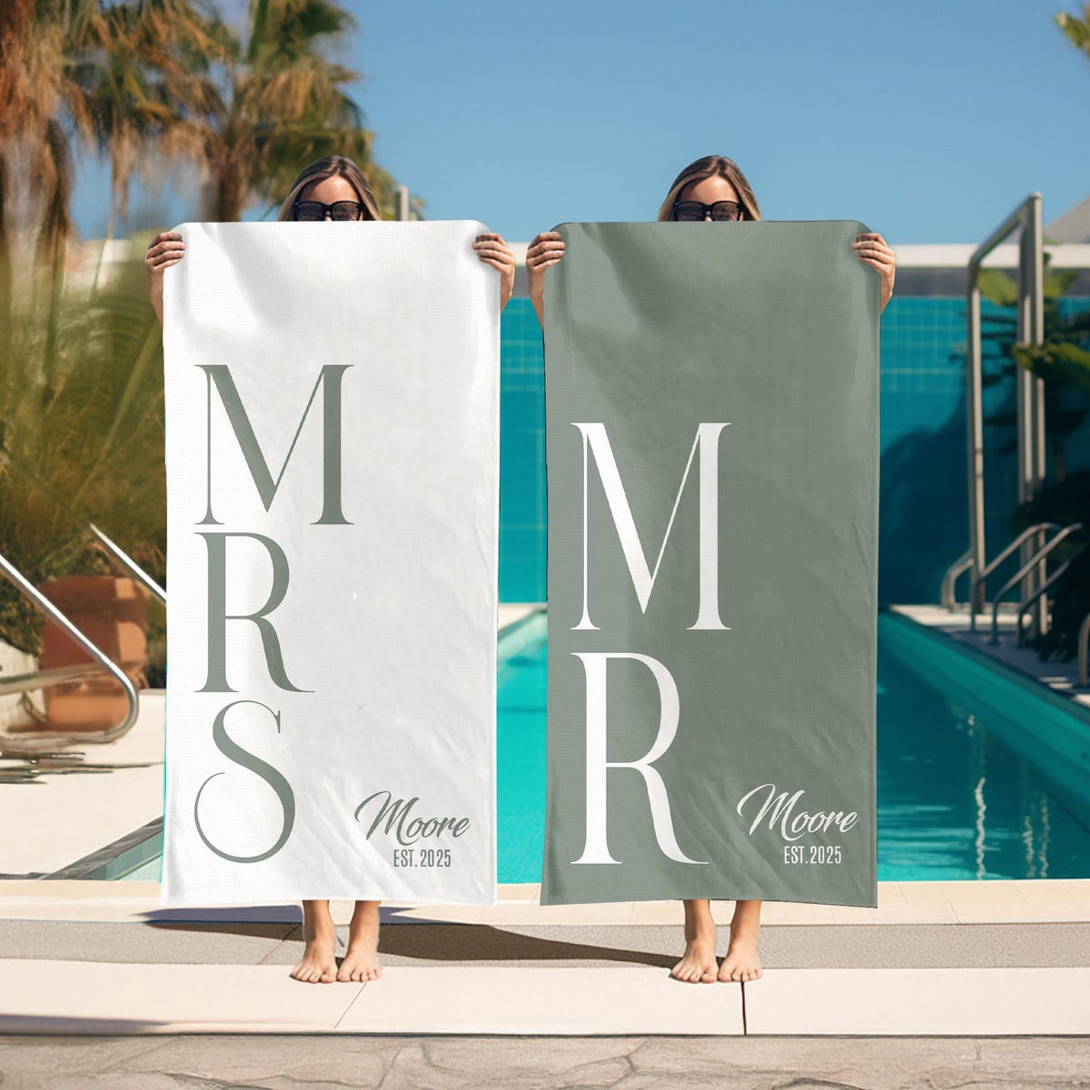 Custom Couple Beach Towel, Personalized Mr. and Mrs. Beach Towels, Honeymoon Present for Newlywed, Bridal Shower Gift,couple or Single Towel - Etsy