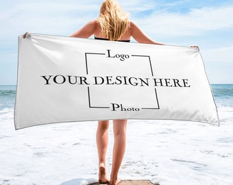 Custom Logo Beach Towel, Bulk Order Team Company Towels, Personalized Logo or Photo Beach Towel, Custom Design Towel