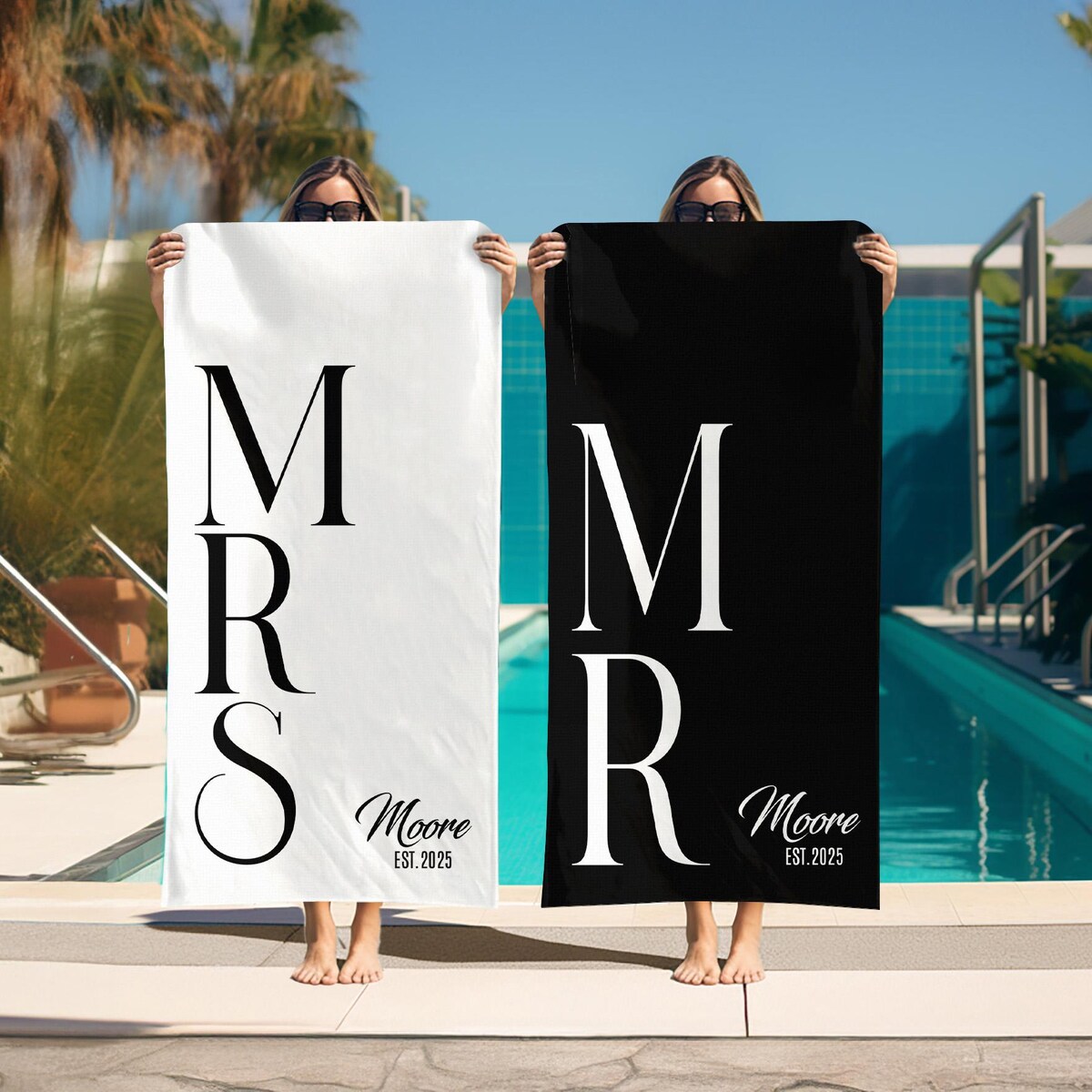 Custom Couple Beach Towel, Personalized Mr. and Mrs. Beach Towels, Honeymoon Present for Newlywed, Bridal Shower Gift,couple or Single Towel - Etsy