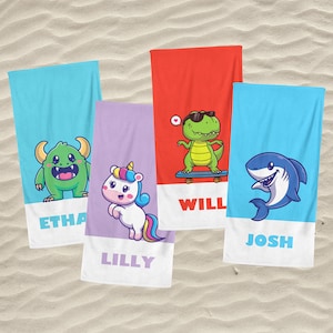 Multi Style Personalized Beach Towels, Custom Beach Towel Pack, Mix and Match Children&#39;s Beach Towels, Kid&#39;s Beach Towels, Custom Beach Gift