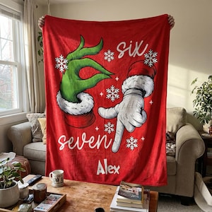 Six Seven Christmas Blanket, Funny Meme Blanket, Cozy Trendy Holiday Gift for Teens & Adults, Social Media Humor Gift, Christmas Throw