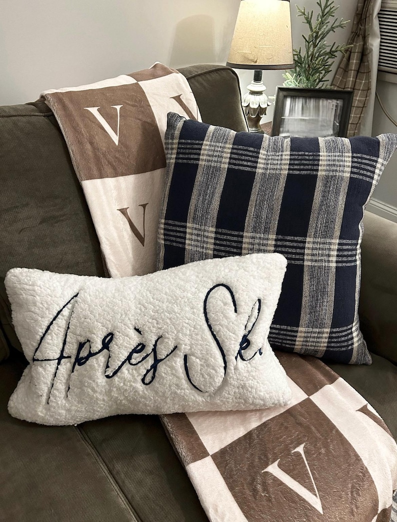 Custom Initial Name Blanket, Checkered Custom Plush Blanket, Personalized Minky or Sherpa Throw, Monogram Letter Blanket, Christmas gift afbeelding 5