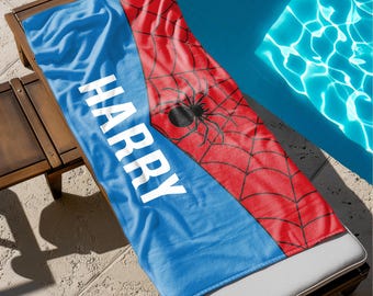 Custom Super Hero Beach Towels, Red Spider Beach Towel, Cartoon Towel Gift For Family, Superhero Pool Towel, Movie Summer Vacation Towel