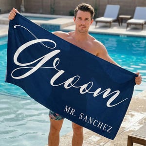 Personalized Bride Beach Towels, Bride Custom Beach Towel, Custom Vacation Gift, Honeymoon/Bachelorette Trip, Bridal Shower Gift image 3