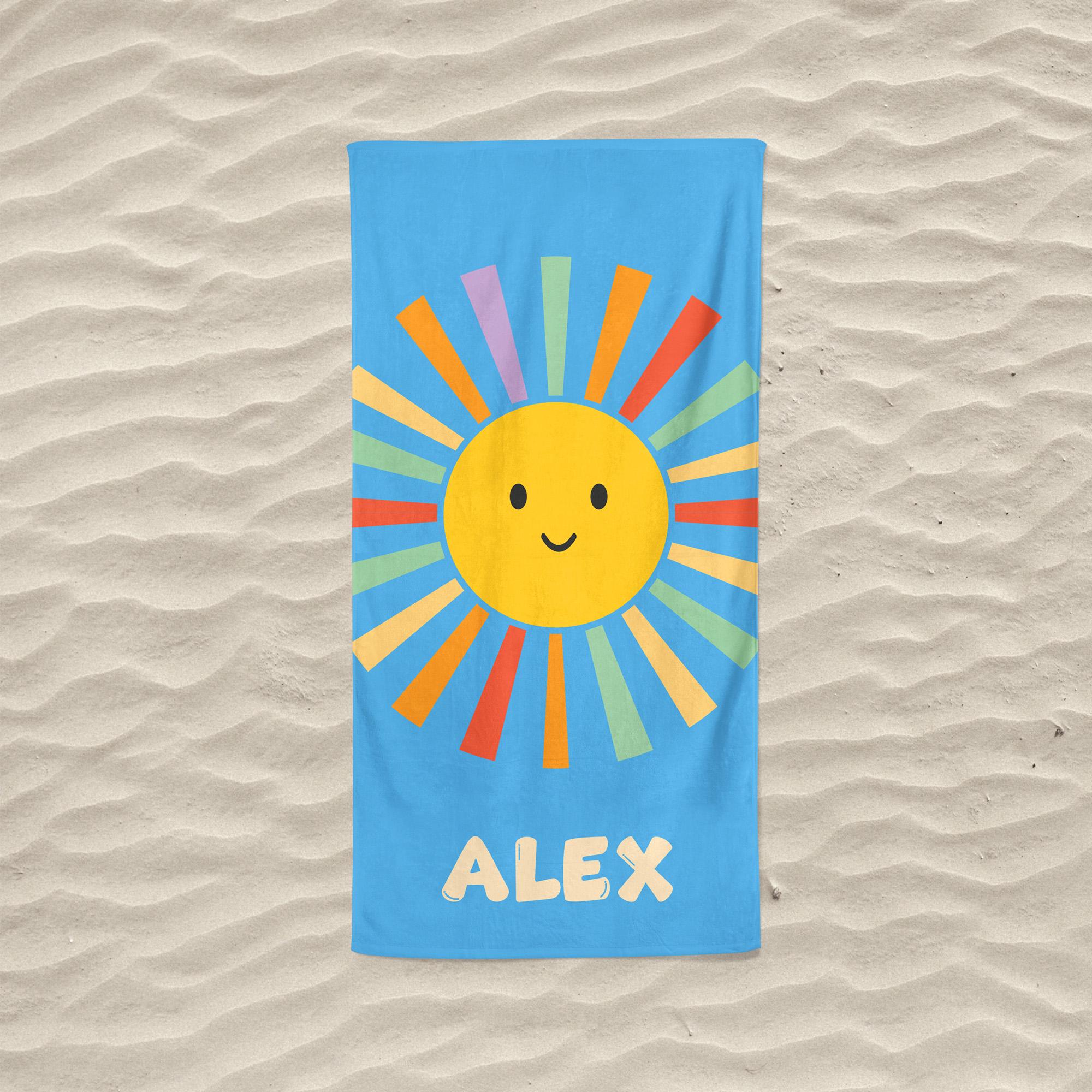100% Cotton Rainbow Striped Kids Beach Towel