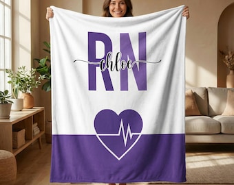 RN Blanket, Nurse Gifts for Women, Nursing School Graduation Gift, Registered Nurse Appreciation, Future Nurse Throw, Nurse Week Present