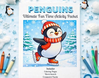 Pinguin Aktivitätspaket: Malseiten, Labyrinth, Wortsuche (Digitaler Download)