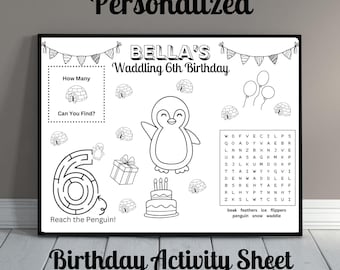 Personalisierter Pinguin Geburtstags-Ablaufdruck (Digitaler Download)
