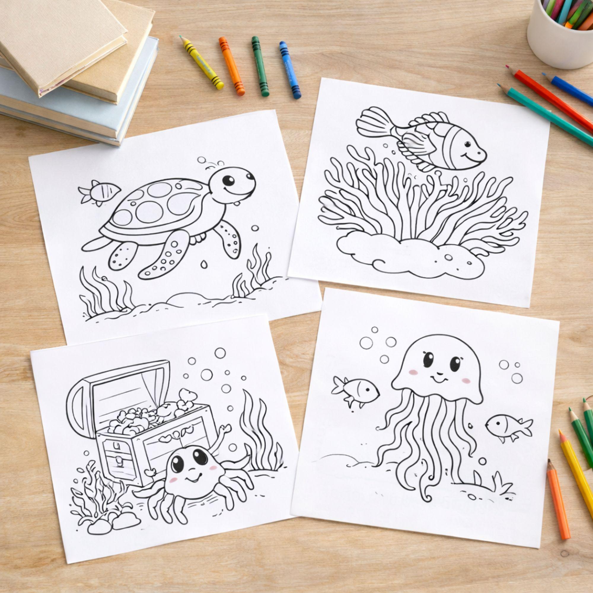 Ocean Animals Coloring Book for Kids | Printable Sea Life Coloring ...