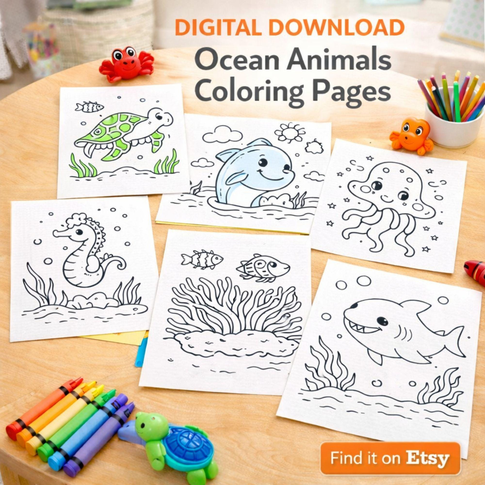 Ocean Animals Coloring Book for Kids | Printable Sea Life Coloring ...