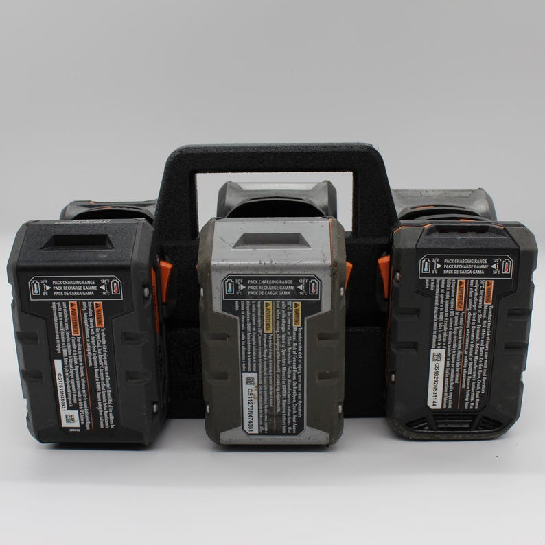 6 Slot Battery Organizer Compatible with RIDGID 18V | Tool Battery Holder Storage Rack Garage Caddy Wall Mount imagem 2