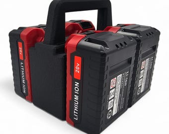 4-Slot Battery Caddy Organizer with Carry Handle Compatible with Porter Cable 20V Batteries