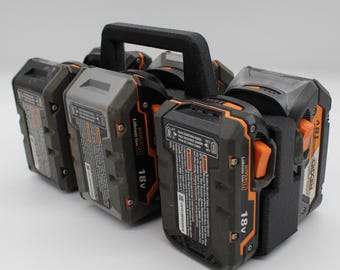 6 Slot Battery Organizer Compatible with RIDGID 18V | Tool Battery Holder Storage Rack Garage Caddy Wall Mount