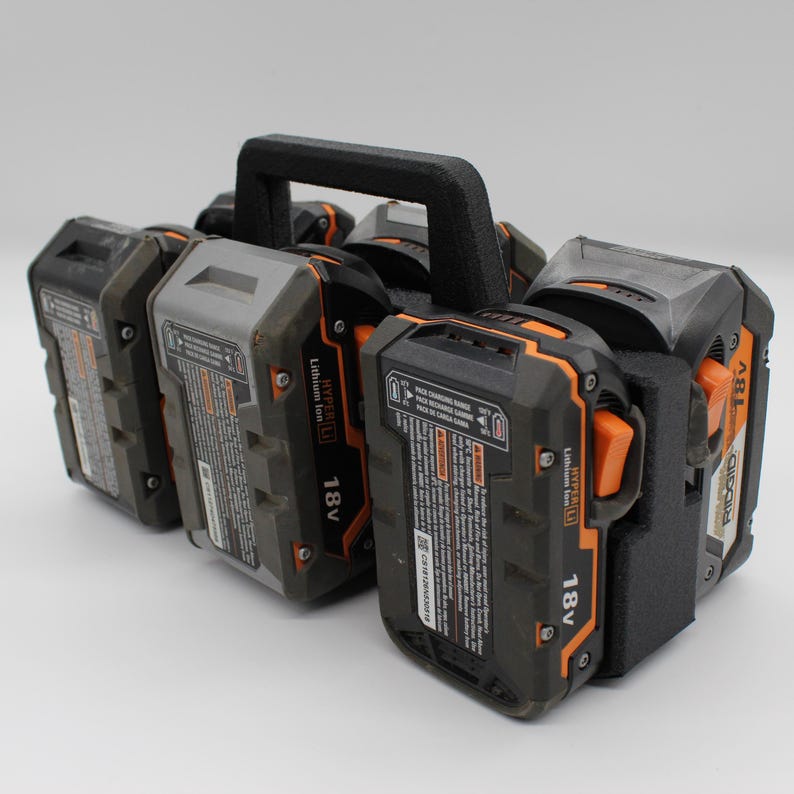 6 Slot Battery Organizer Compatible with RIDGID 18V | Tool Battery Holder Storage Rack Garage Caddy Wall Mount imagem 1