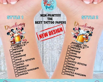 Epcot Food and Wine Festival Temporary Tattoo, Drinking Around the World
